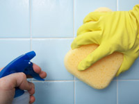 Household cleaning supplies cleaning tiles